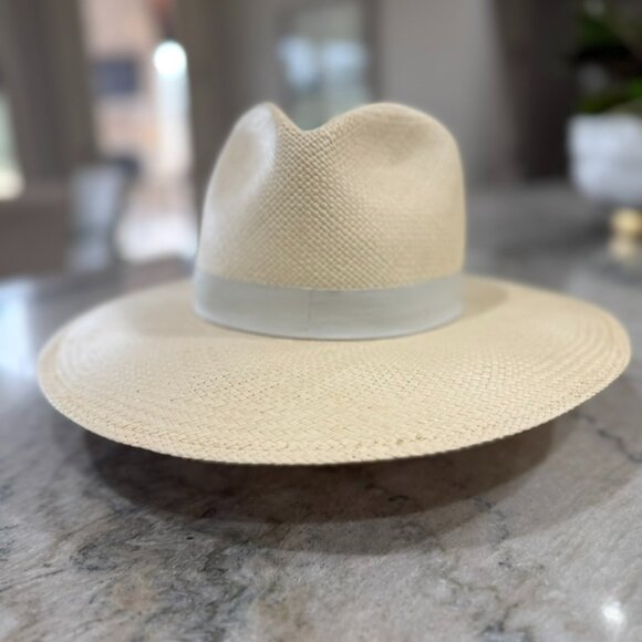 Janessa Leone Aisley White Straw Beach Hat, Size Small main image 5